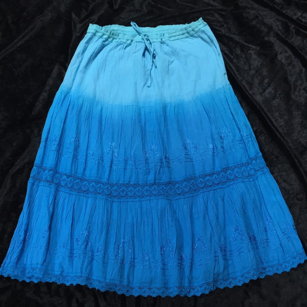 Final Ombré cotton crinkle skirt tie waist blue M